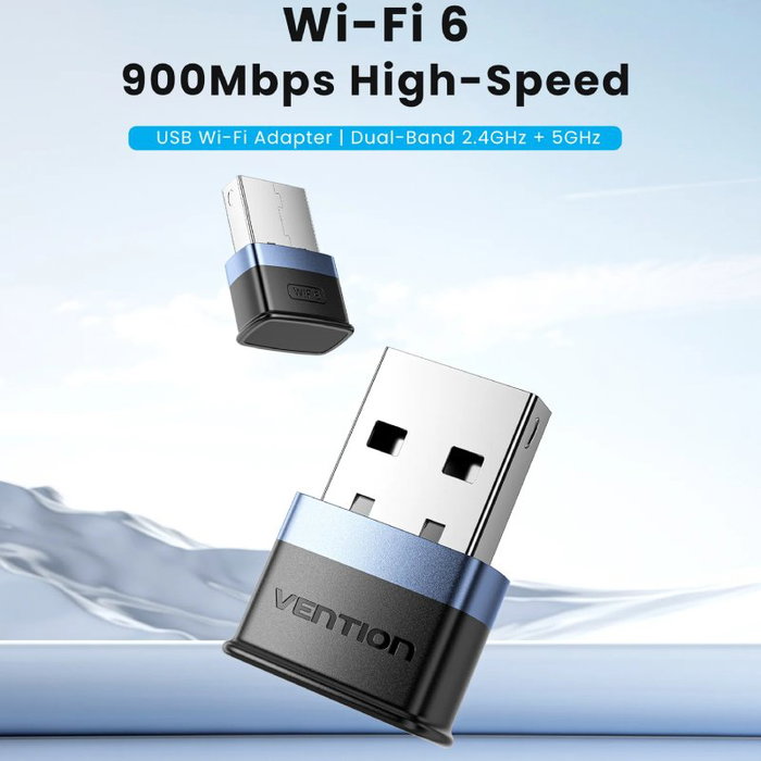 Vention Adaptador USB Wi-Fi KDEB0 900Mbps Negro